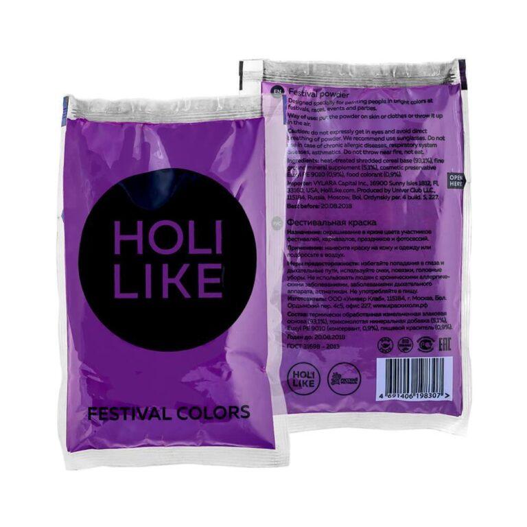 Краски холи фиолетовые пакет 100 г Holi Like