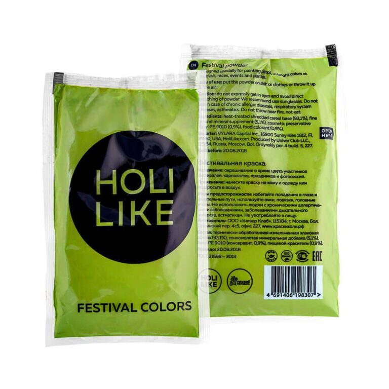 Краски холи салатовые пакет 100 г Holi Like